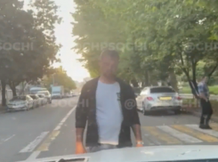  Неадекватный мужчина перекрыл проезд автомобилям в Сочи