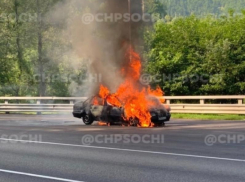 В Сочи на трассе вспыхнул автомобиль