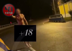 Голый мужчина бегал за машинами на ночной трассе в Сочи