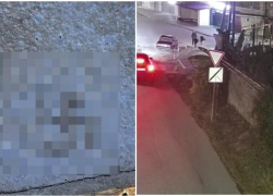  Полиция Сочи ищет подростков, нарисовавших свастику на свежеуложенном бетоне