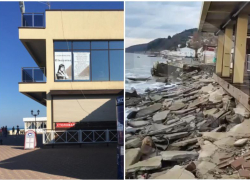 Шторм окончательно разрушил набережную в поселке Лоо Сочи