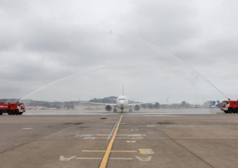 Первый борт нового перевозчика в Турцию встретили в аэропорту Сочи