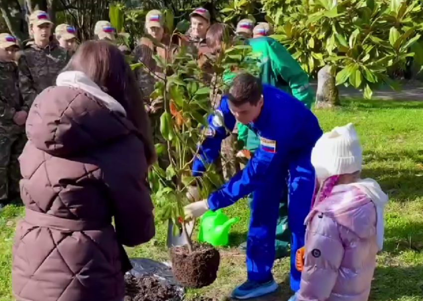Космонавт-испытатель высадил 69-ю магнолию на Аллее космонавтов в Сочи