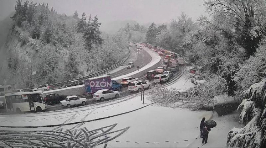 Снег и гололед парализовали движение в Сочи