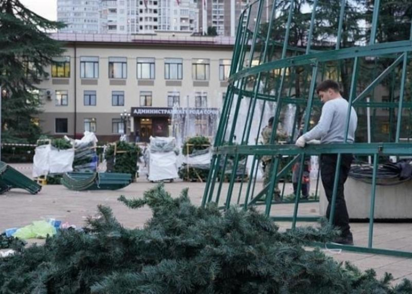 К установке главной новогодней елки приступили в Сочи 